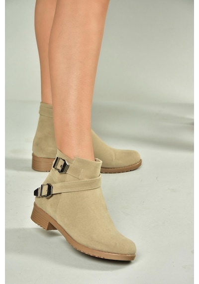Fox Shoes A726193402 Bej Süet Kadın Bot Bej-süet