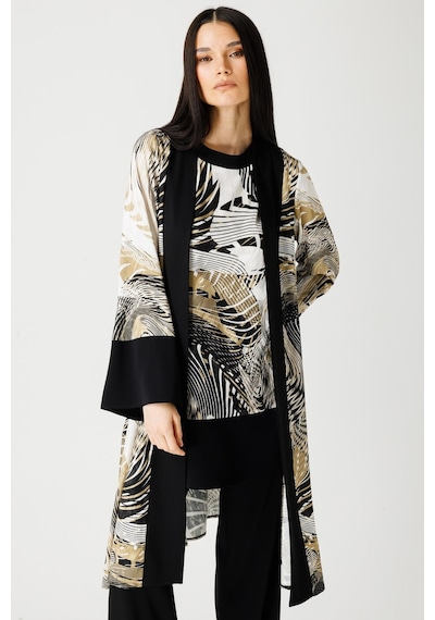 Esswaap Özel Desenli Kimono Tunik Pantolon Takım Haki Yeşil