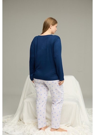 Siyah İnci Curve Büyük Beden Battal Boy Pamuklu Pijama Takım25240792 Lacivert Siyah İnci Curve Büyük Beden Battal Boy Pamuklu Pijama Takım25240792 Lacivert