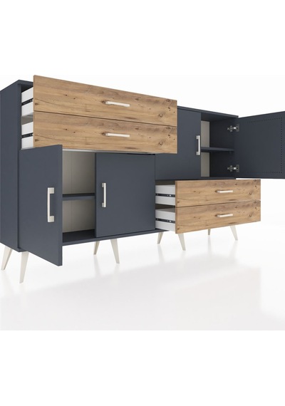 Arges Konsol 3 Raflı 4 Çekmeceli 4 Kapaklı 176x30x99 Antrasit-ant Antrasit-antrasit/çam Arges Konsol 3 Raflı 4 Çekmeceli 4 Kapaklı 176x30x99 Antrasit-ant Antrasit-antrasit/çam