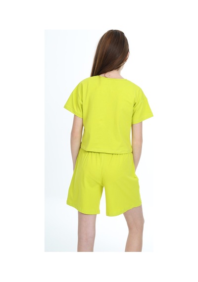 Toontoy Kids Toontoy Kız Çocuk Crop Aloha Yazı Baskılı Şortlu Takım Yeşil