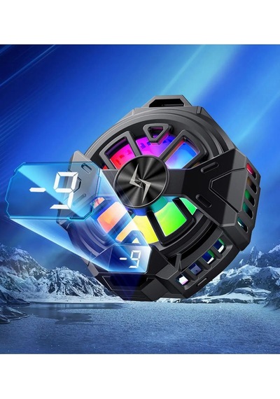 Fan Soğutucu Rgb Led Işıklı Isı Derece Göstergeli Cep Telefon Soğutucu Radyatör