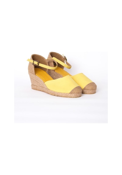 Star Tombis Gerçek Elişi Burnu Hasır Dolgu Topuk Sarı Keten Hasır Espadril Handmade Sarı