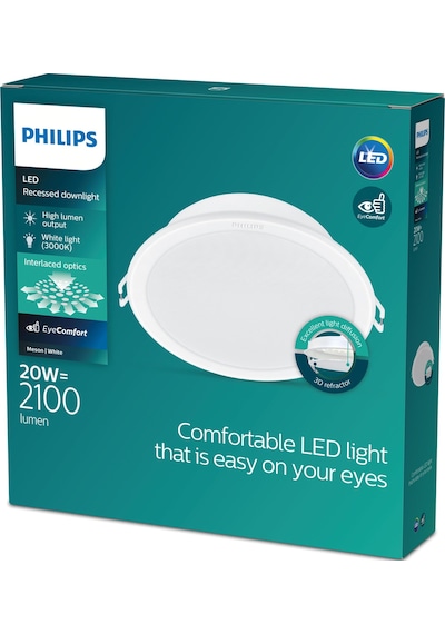 Philips Meson Tavan Gömme Spot 20W 2100 Lumen 3000K Sarı Işık (175mm delikler için uygundur)