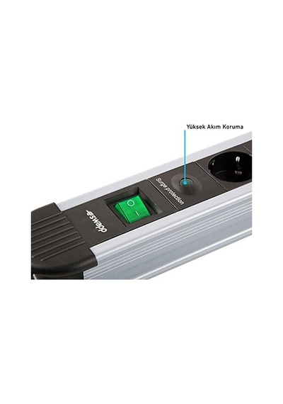 Ayrex Spgks03 1.5m 3g1.5mm2 900 Joule 3lü Akım Kor. Gri Priz Çoklayıcı Genel