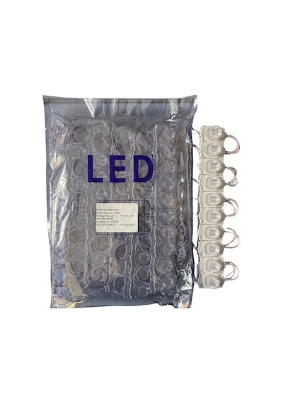 100 Adet 12 Volt 1.5 Watt Tek Lensli 6500k Beyaz 3030 Led Modül Ip65 1 Paket