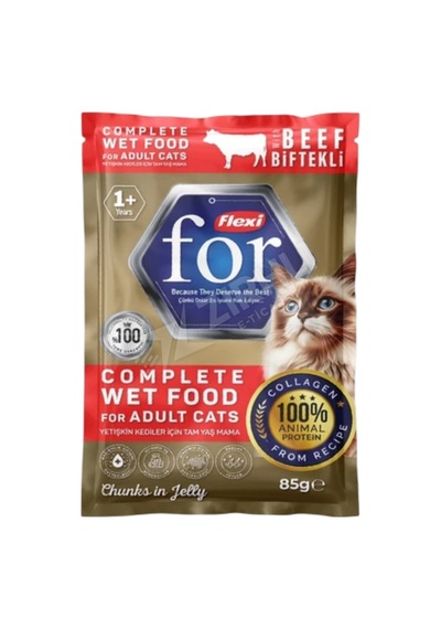 Flexi For Pouch Biftekli Yetişkin Kedi Yaş Maması 85 Gr