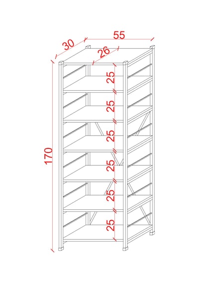 Asra Trend 6 Raflı Metal Kitaplık METALK01 %100 MDF Tek Modül Modern Kütüphane Petra