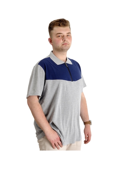 Mode Xl Büyük Beden Erkek T-Shirt Polo Fragmented 23325 Grimelanj 001