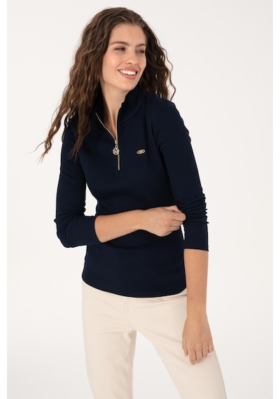 U.S. Polo Assn. Kadın Lacivert Fermuarlı Dik Yaka Sweatshirt 50313564-VR033