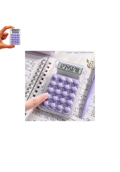 Mini Hesap Makinesi Silikon Tuşlu Lcd Ekran 8 Haneli Şeffaf Mini Hesap Makinesi Ebat 8,5cm X 5,4cm Lila