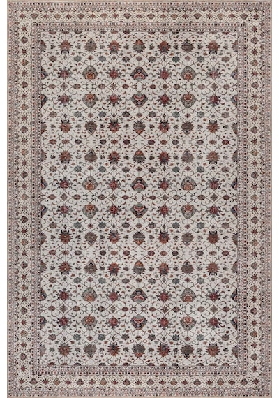 Artloop Folk Krem Vintage Çiçek Motifli Klasik Desenli Dokuma Tabanlı Şönil Halı Al 577 Krem Çiçek Motifli Klasik Desenli