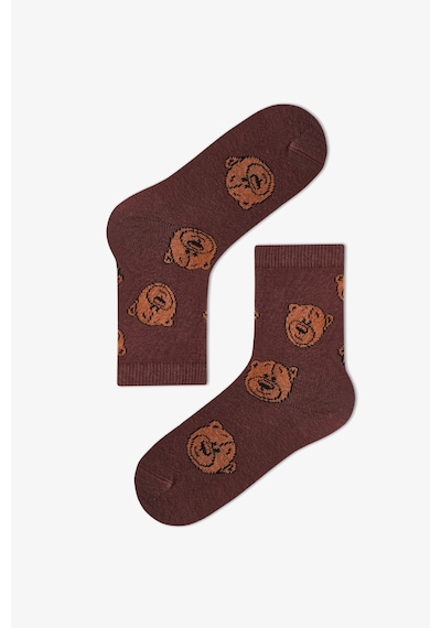 Penti Erkek Çocuk Kahverengi Brownie Bears Ayı Desenli Pamuklu 4 Çift Soket Çorap Brown