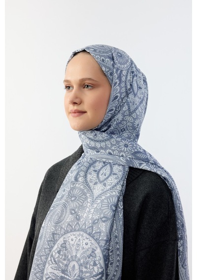 Mirsoy Scarf Mirayze Etnik Desen Şal Füme
