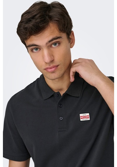 Only & Sons Erkek Polo Yaka T Shirt 22036883 Siyah Siyah