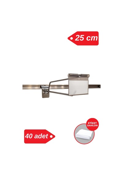 Etiketli Kanallı Pano Kancası 25 Cm Galvaniz Mağaza Raf Askı Kancası 40 Adet