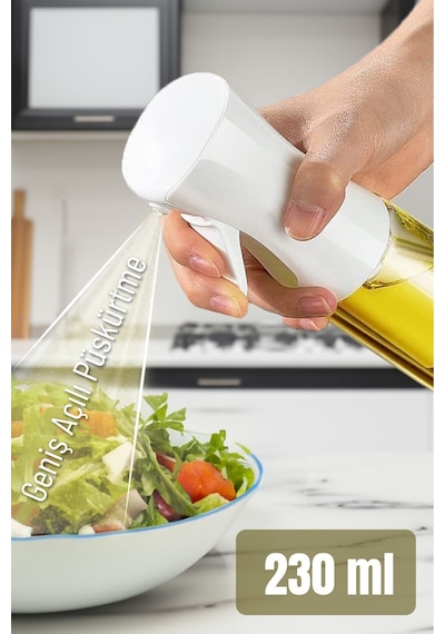 Vienev Airfryer Sprey Yağdanlık Cam Şişe - Izgara Fritöz Salata Yağ Püskürtücü Beyaz