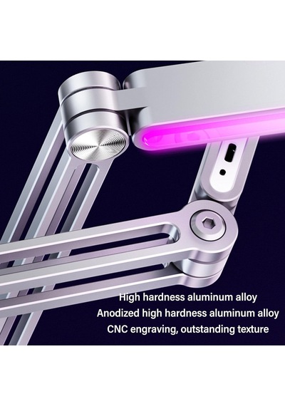 Profesyonel Ayarlanabilir Led Işıklı Uzun Kollu Alüminyum Masaüstü 14.6 İnç Kadar Uyumlu İpad İle Uyumlu Tablet Stant Ve Tutucu Cantilever Kol Tasarım, 360 Döner, Tablet Standı P67h