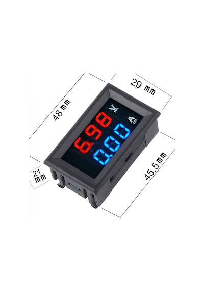 Dc 100v 10a-0.56 İnç Mini Dijital Voltmetre Ampermetre Dc 100v 10a Voltmetre Akım Ölçer Test Cihazı Mavi + Kırmızı Çift Led Ekran Yeşil Kırmızı Sarı
