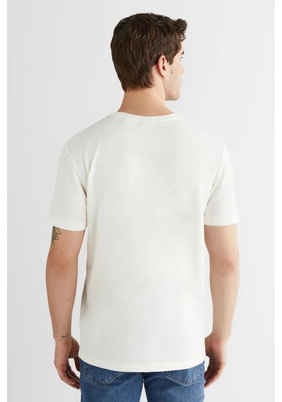 Gant Erkek Beyaz Bisiklet Yaka Regular Fit Logolu T-shirt-14691