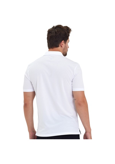 Erkek Kısa Kol Polyester Polo Yaka Fonksiyonel Tişört Beyaz