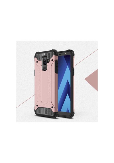 Ekılıf - Samsung Galaxy J8 Uyumlu Kılıf Çift Katman Zırh Tank Crash Military Kapak - Rose Gold