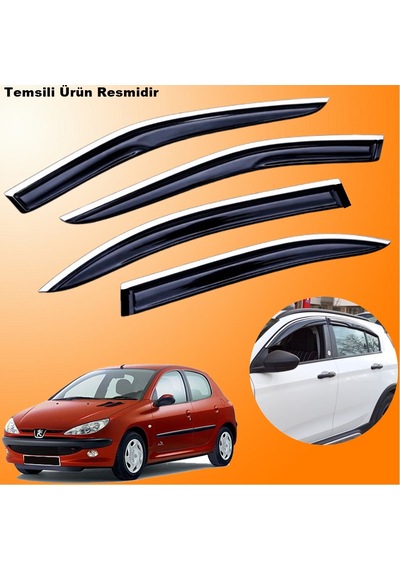 Peugeot 206 Hb Mügen Cam Rüzgarlığı Abs Krom Nikelajlı Cam Rüzgarlığı 1998-2012 Arası 4 Lü Set