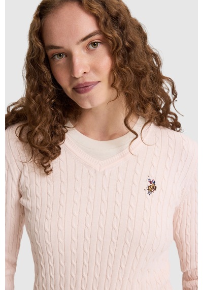 U.S. Polo Assn. Kadın Toz Pembe Basic Kazak 50327575 Vr050