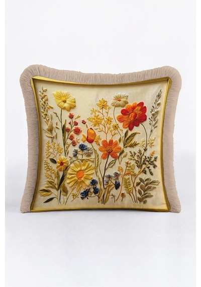 Çiçek Desenli Bahar Bahçe Saçaklı Yastık Kılıfı - Botanik Floral Boho Vizon Püsküllü Kırlent Kılıfı Sakin Esinti Ritüel Çiçek Desenli Bahar Bahçe Saçaklı Yastık Kılıfı - Botanik Floral Boho Vizon Püsküllü Kırlent Kılıfı Sakin Esinti Ritüel