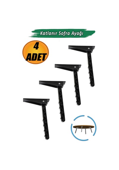 Yer Sofra Ayağı Katlanır Yer Sofrası Sini Altı Siyah Plastik Ayak 20 Cm 4 Adet . Siyah Diğer