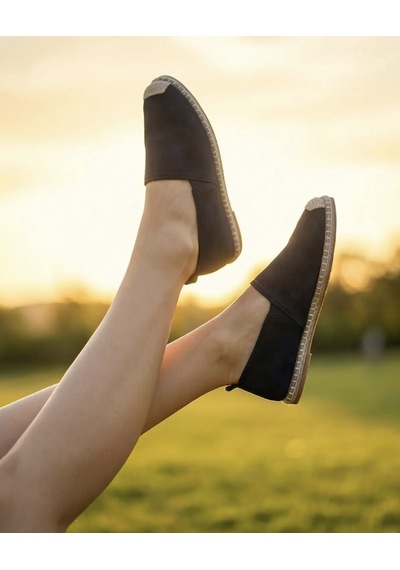 Futsishoes Gardenıa Lacivert Süet Dokulu Hakiki Deri Espadril