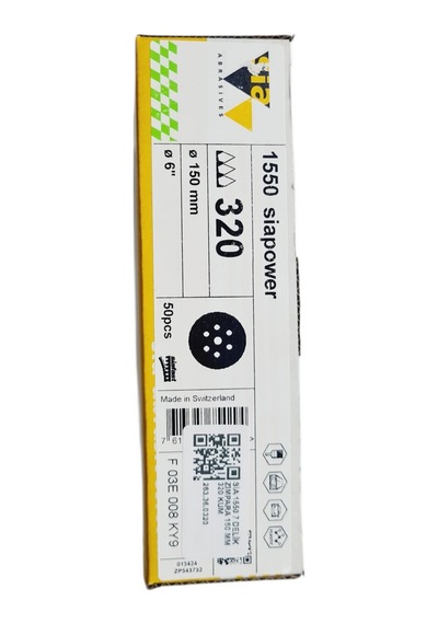Sia 1550 Siapower Zımpara 150 Mm 320 Kum Ahşap İşlerinizde Mükemmel Sonuçlar 25 Adet