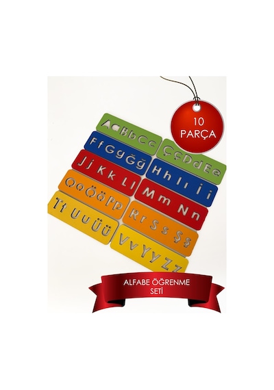 Pey Aksesuar Çocuk Montessori - Alfabe Öğrenme Seti - 5 Renkli El Kası Geliştirme 10 Parça