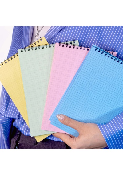 Dream Notes Üst Spiralli 4 Farklı Renk Kareli A5 Defter Seti Sarı - Pembe - Mavi - Yeşil