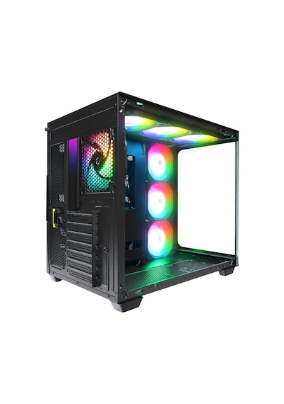Rampage Loopy Plus Siyah 7 12cm Argb Fan 950w 80 Plus Standart Temperli Cam Kumandalı Atx Mid-t Gaming Oyuncu Kasası