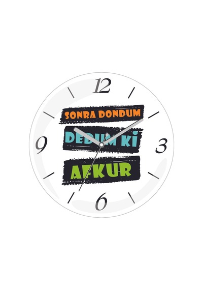 Karadeniz Sonra Döndüm Dedum Ki Afkur Çap 30 Bombeli Gerçek Cam Duvar Saati Siyah