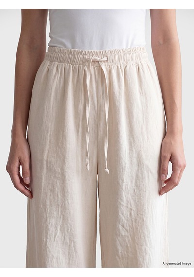 Lcw Modest Bej Beli Lastikli Kadın Geniş Paça Pantolon