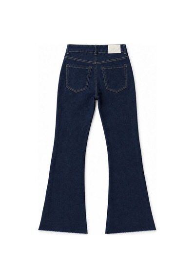 Hiccup H74 Slim Fit İspanyol Paça Jean Koyu Mavi