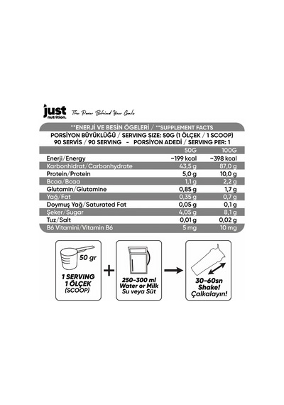 Just Nutrition Mass Gainer Karbonhidrat Tozu 4500 Gr 90 Servis Çikolata + Shaker + Protein Kahve çikolata