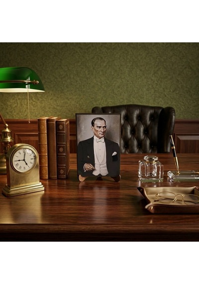 Atatürk Masaüstü Ahşap Tablo - Kabartmalı Baskı Şık Hediyelik 11x16 Cm No 3 3 Parça