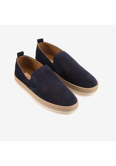 Kemal Tanca Andrea Giovanni Erkek Kauçuk Taban Süet Perfore Casual Loafer 5187 Lacivert