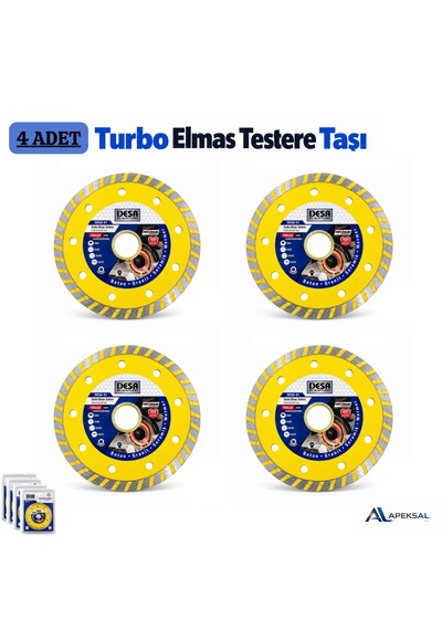 4 Adet Turbo Elmas Testere Taşı 115 Mm Beton Granit Seramik Mermer Taş Kesme Diski
