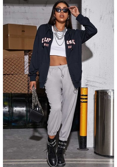 Mad Girls Lacivert Kapüşonlu Sweatshirt Mg804