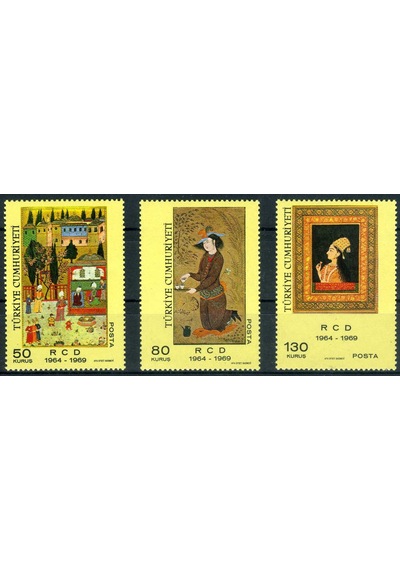 Türk Pulu Minyatürler 1969 Rcd 3 Pul Damgasız Tam Seri ASB-5042