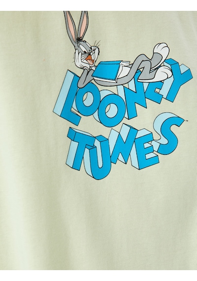 Koton Bugs Bunny Lisanslı Arkası Baskılı Pamuklu Tişört Yeşil 5sal10156ık Yeşil