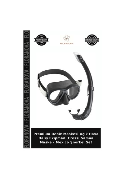 Premium Deniz Maskesi Açık Hava Dalış Ekipmanı Cressi Samoa Maske - Mexico Şnorkel Set Clear-Blue