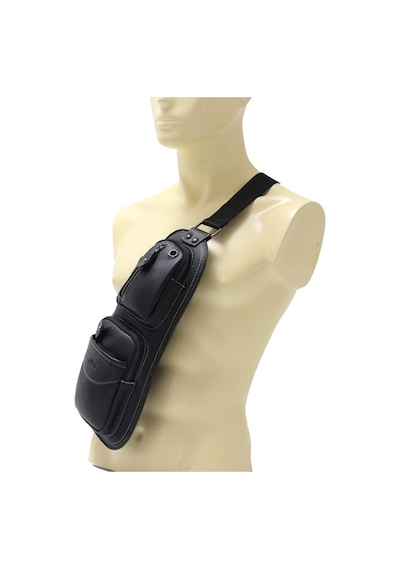 Adm Tr0014 Suni Deri Tek Omuz Askılı Sırt Göğüs Çantası Body-Siyah