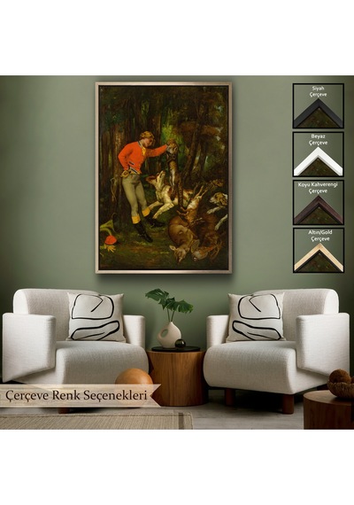 Ahşap Çerçeveli Gustave Courbet -avdan Sonra Tablo - After The Hunt-8055