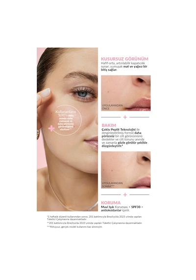 Make Up + Care 3ü 1 Arada Mat Serum Fondöten 30 Ml. 435n Warm Deep Tan 0