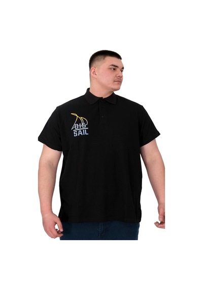 Mode Xl Büyük Beden Erkek T-shirt Polo Sail U25301 Siyah Siyah